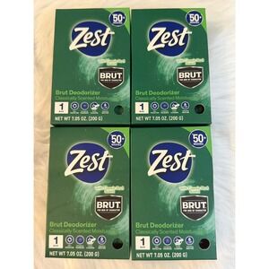 Zest Brut Deodorizer Bar Soap Classic Brut Scent 7.05 oz 4 Pack Lot